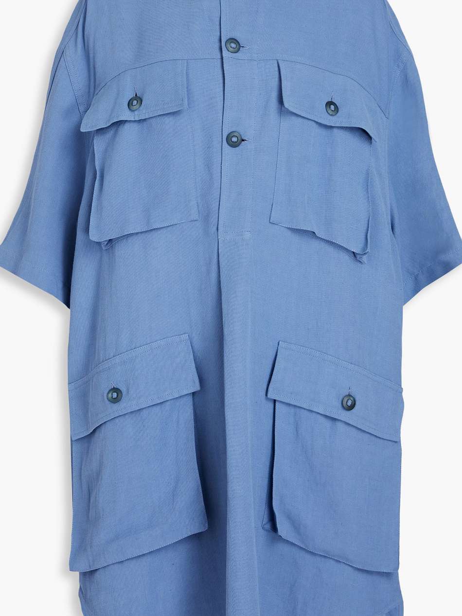 pleated twill shirt dress