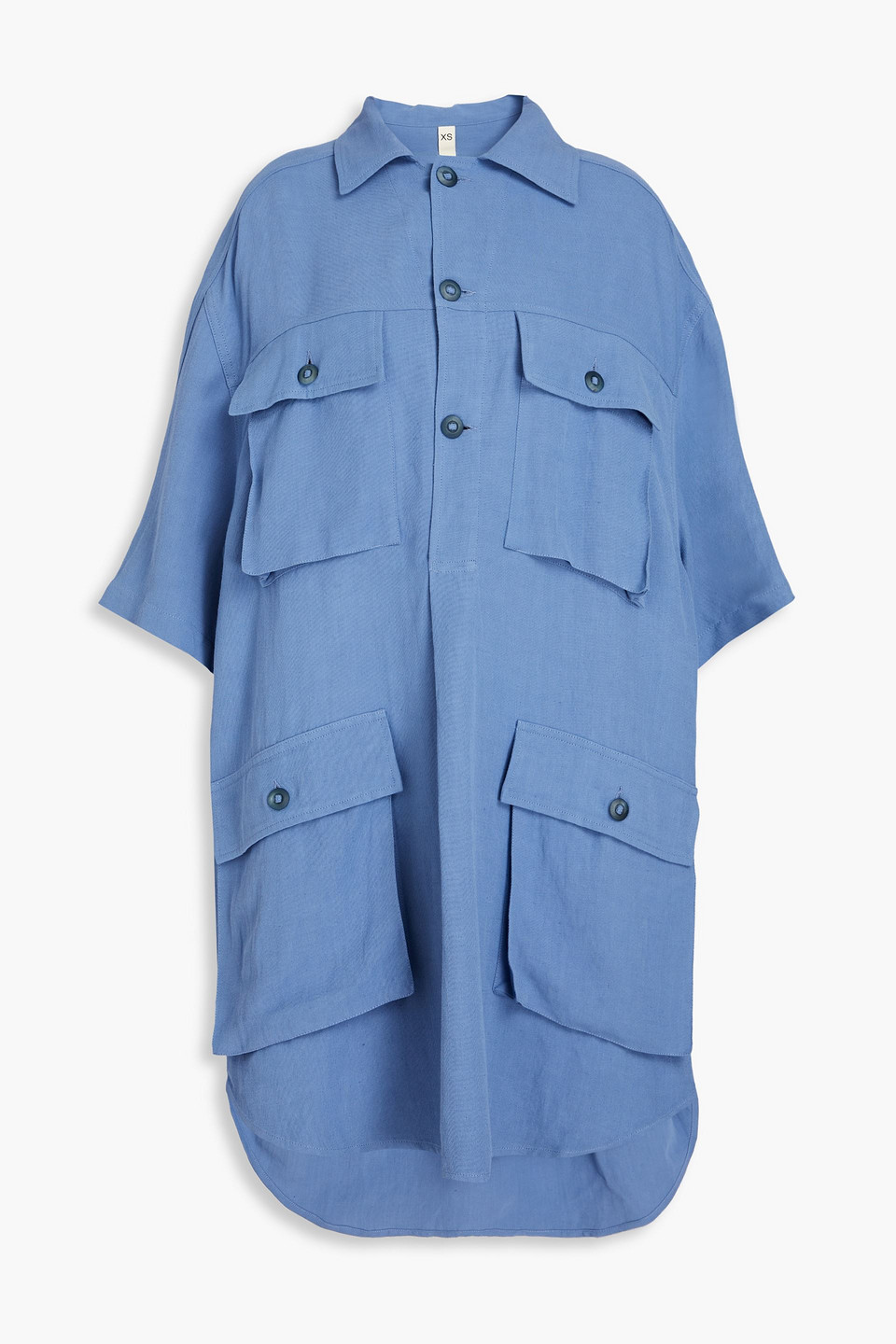 Shop Petar Petrov Pleated Twill Shirt Dress In Light Blue