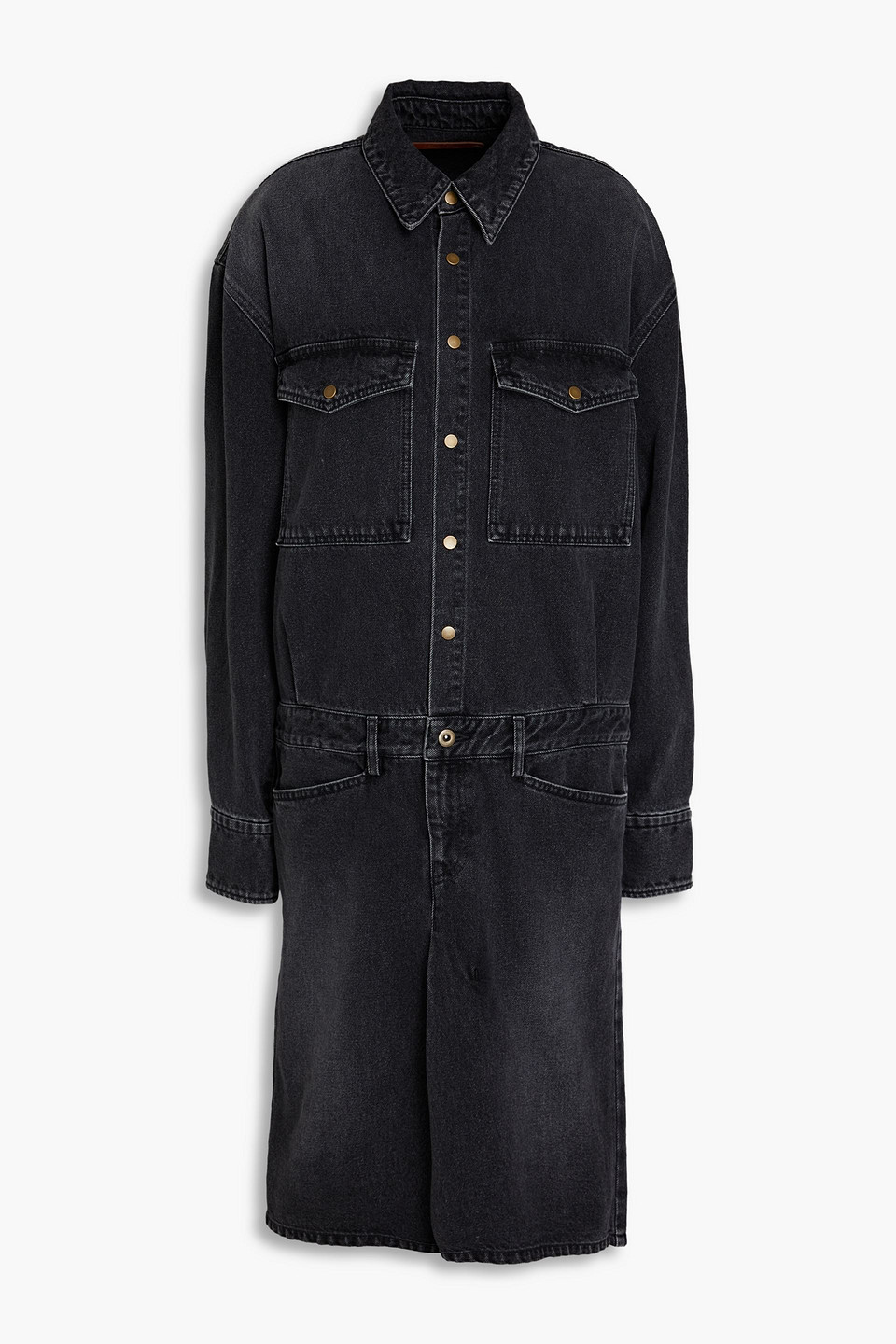 Petar Petrov - Faded pleated denim midi shirt dress - Gray - FR 36