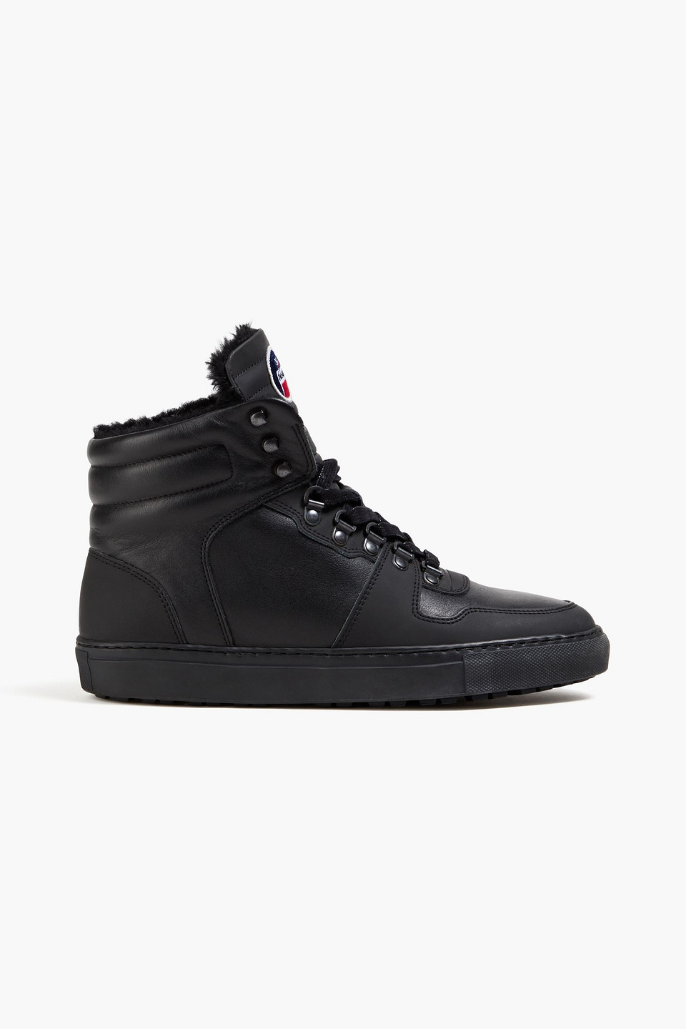 Shearling-lined leather and nubuck high-top sneakers