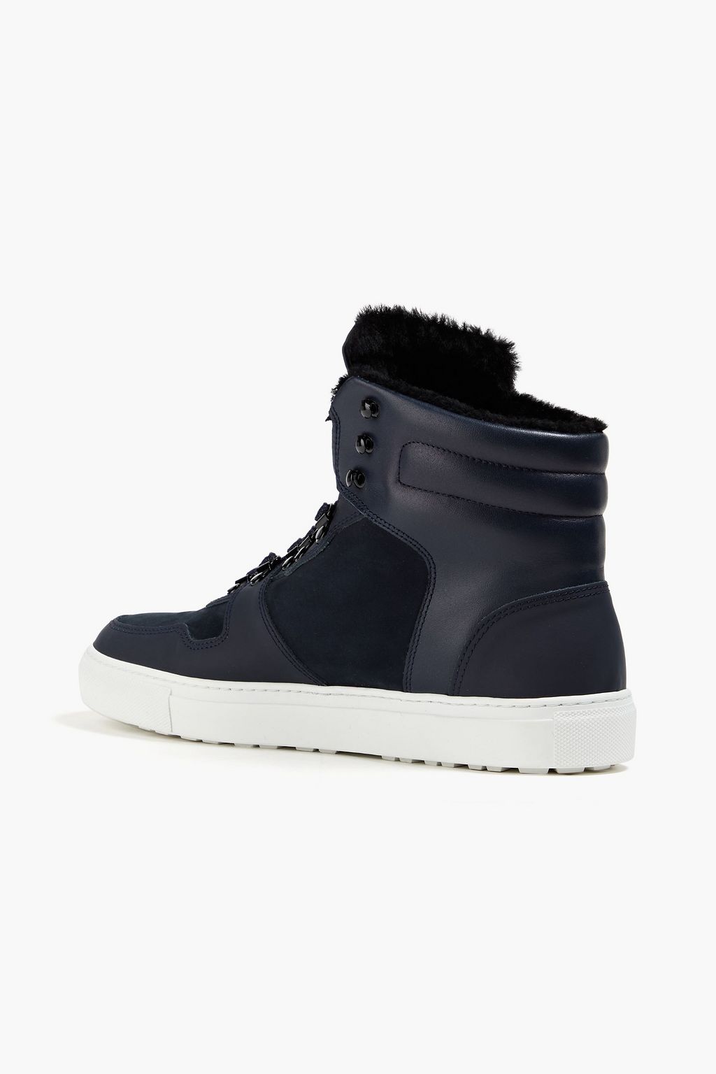 FUSALP Shearling-lined leather and nubuck high-top sneakers