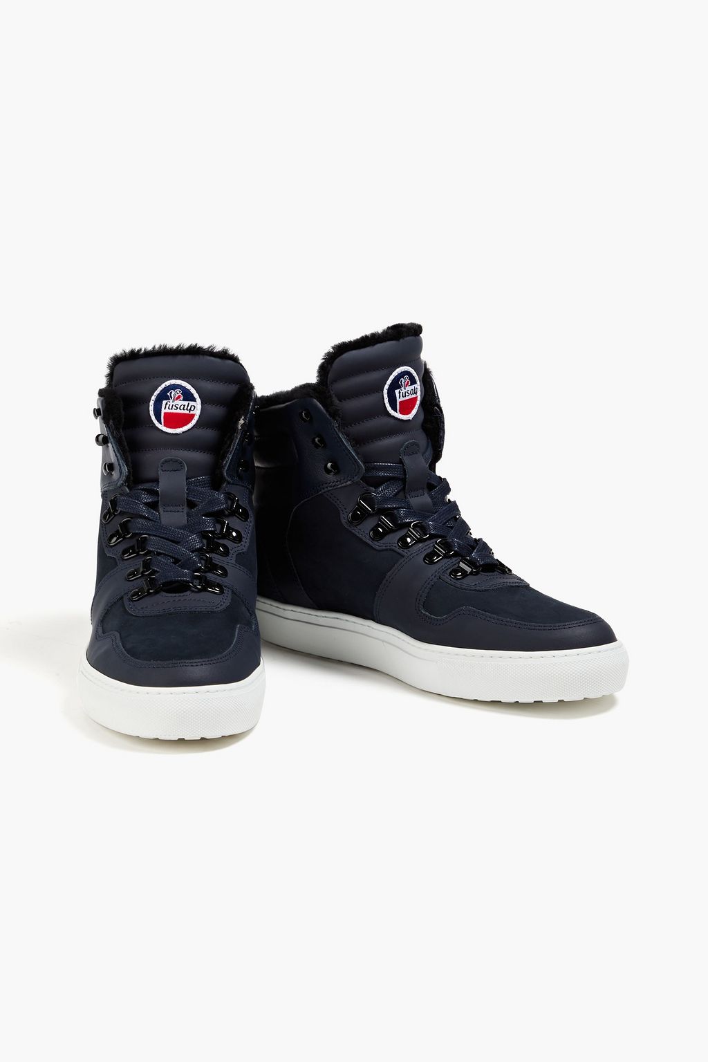FUSALP Shearling-lined leather and nubuck high-top sneakers