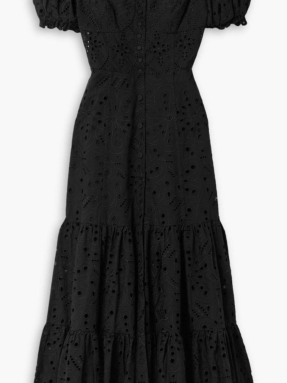 lana tiered broderie anglaise cotton-blend midi dress