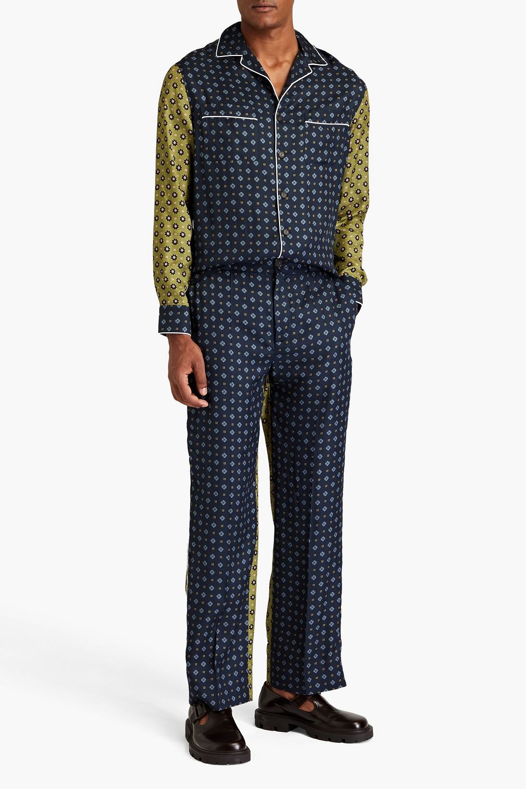 ERDEM Lucius printed satin-twill shirt