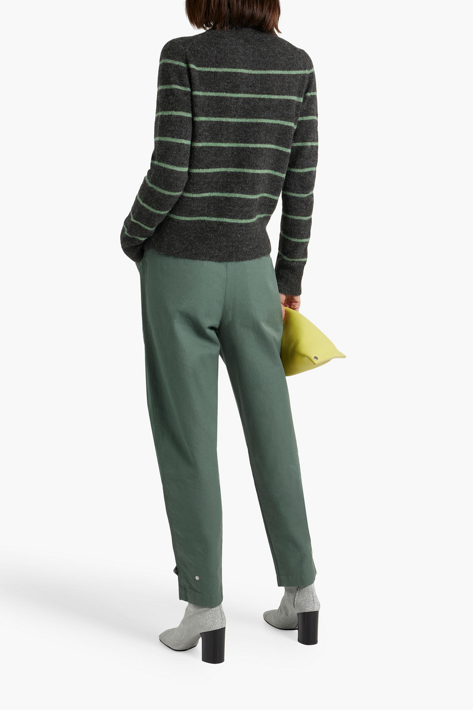 Vince Striped Alpaca-blend Sweater In Charcoal