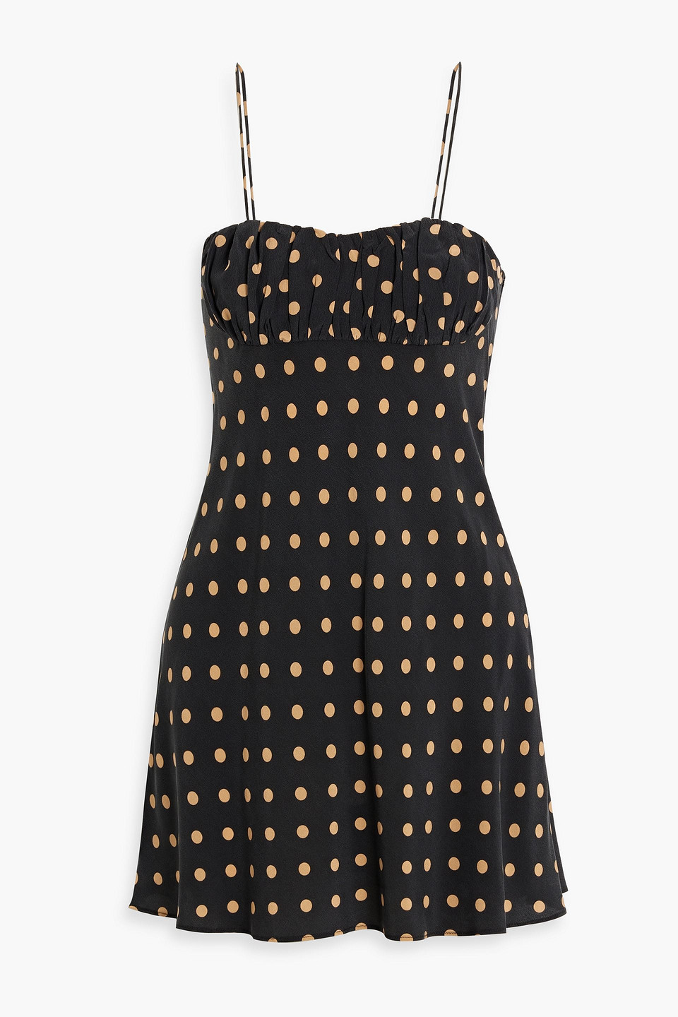 Bec & Bridge Paradis Polka-dot Silk Crepe De Chine Mini Dress In Black