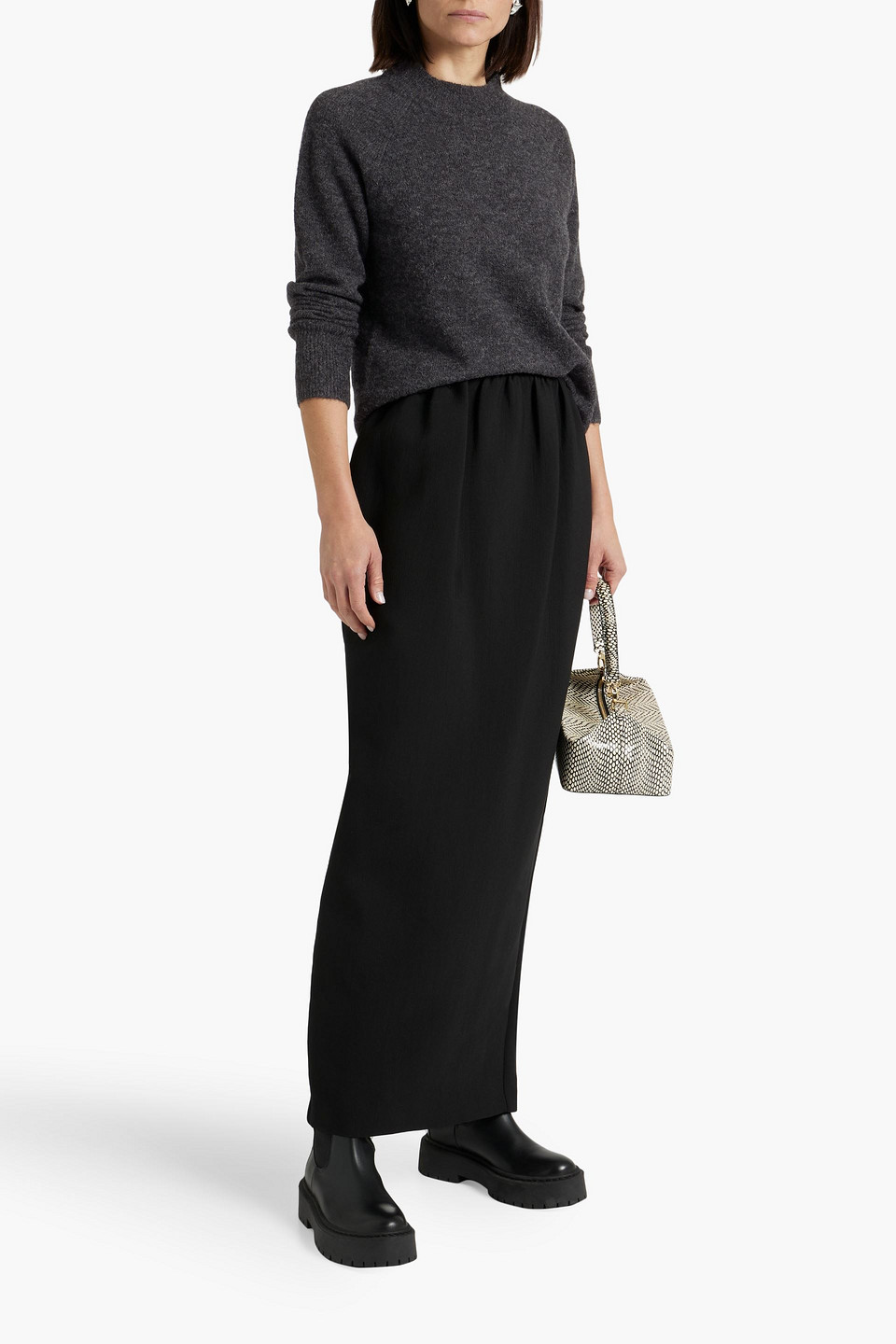 Vince Brushed Alpaca-blend Sweater In Charcoal