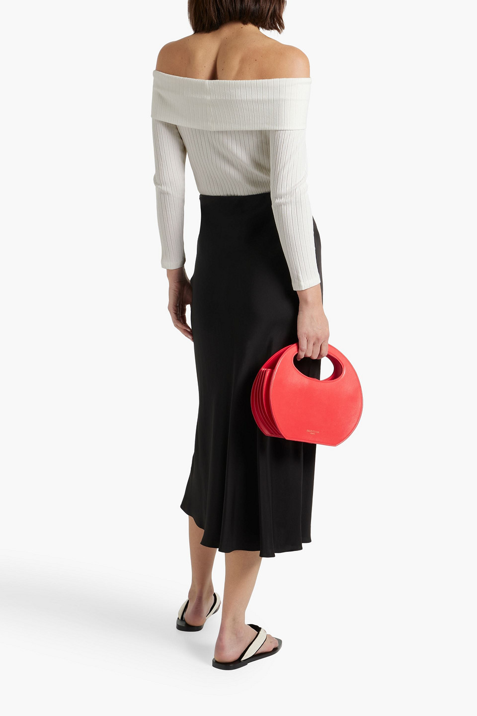 Vince Off-the-shoulder Ribbed Cotton-blend Top In White