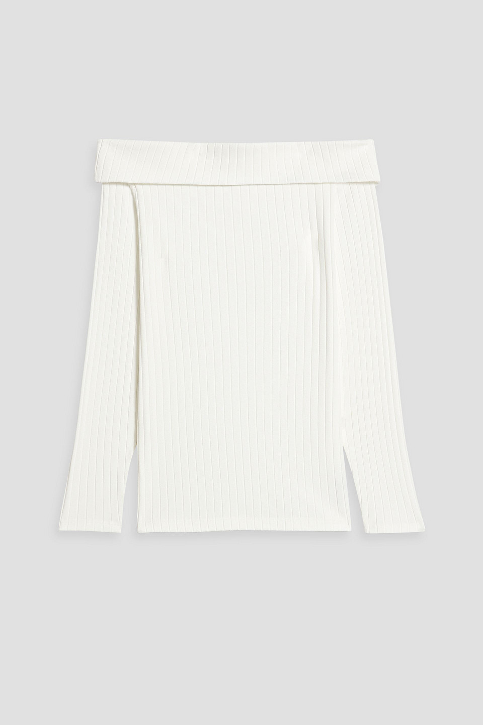 Vince Off-the-shoulder Ribbed Cotton-blend Top In White