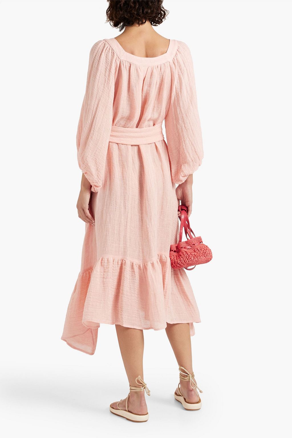 LISA MARIE FERNANDEZ Laure checked linen midi dress