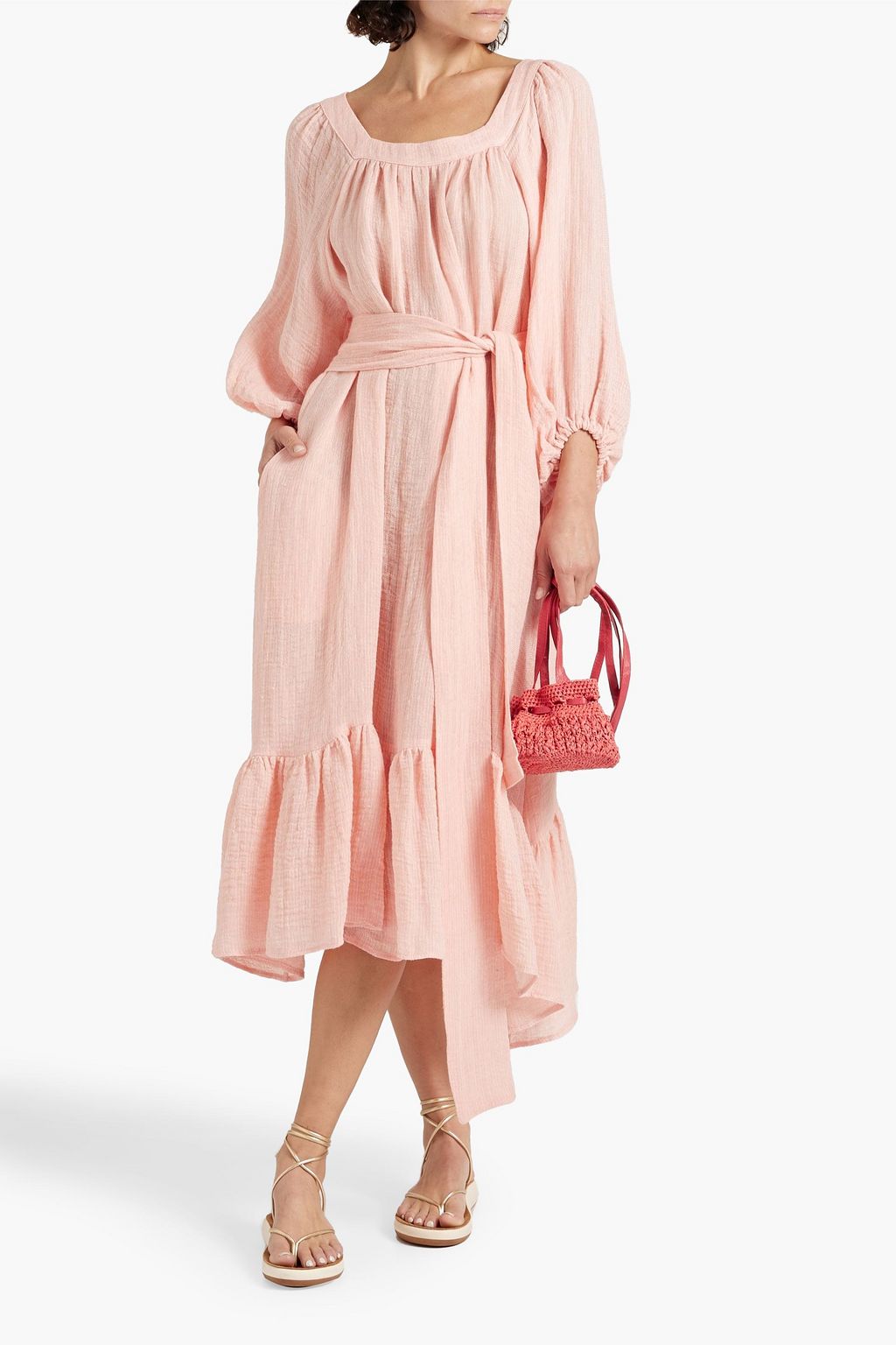 LISA MARIE FERNANDEZ Laure checked linen midi dress