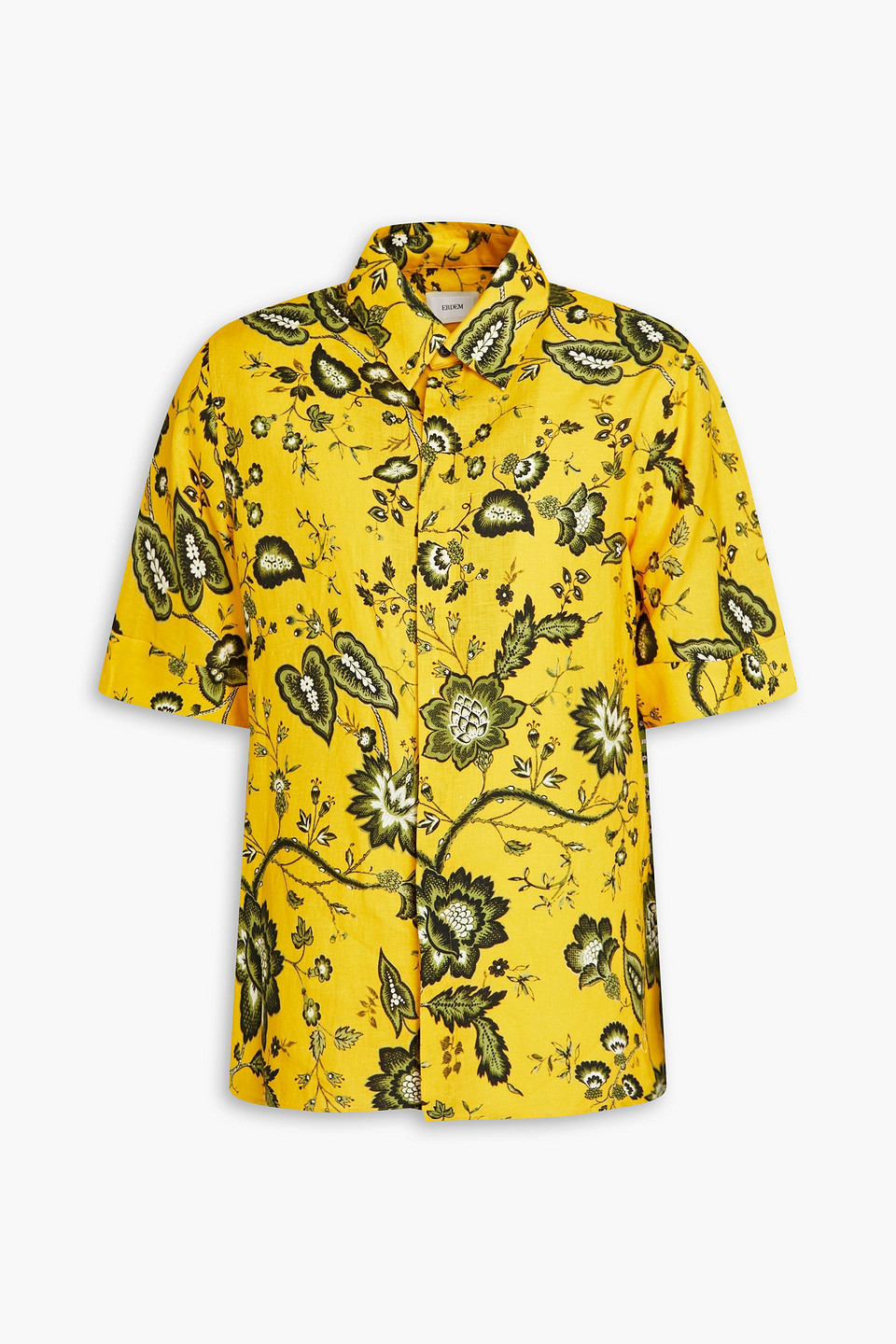Erdem Felipe Floral-print Linen Shirt In Saffron