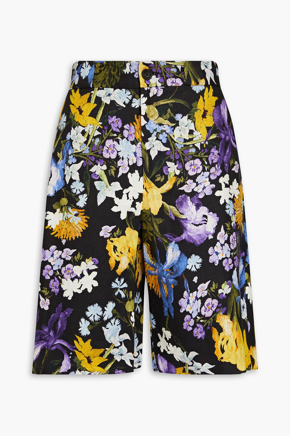 Erdem Miles Floral-print Linen Shorts In Multicolor