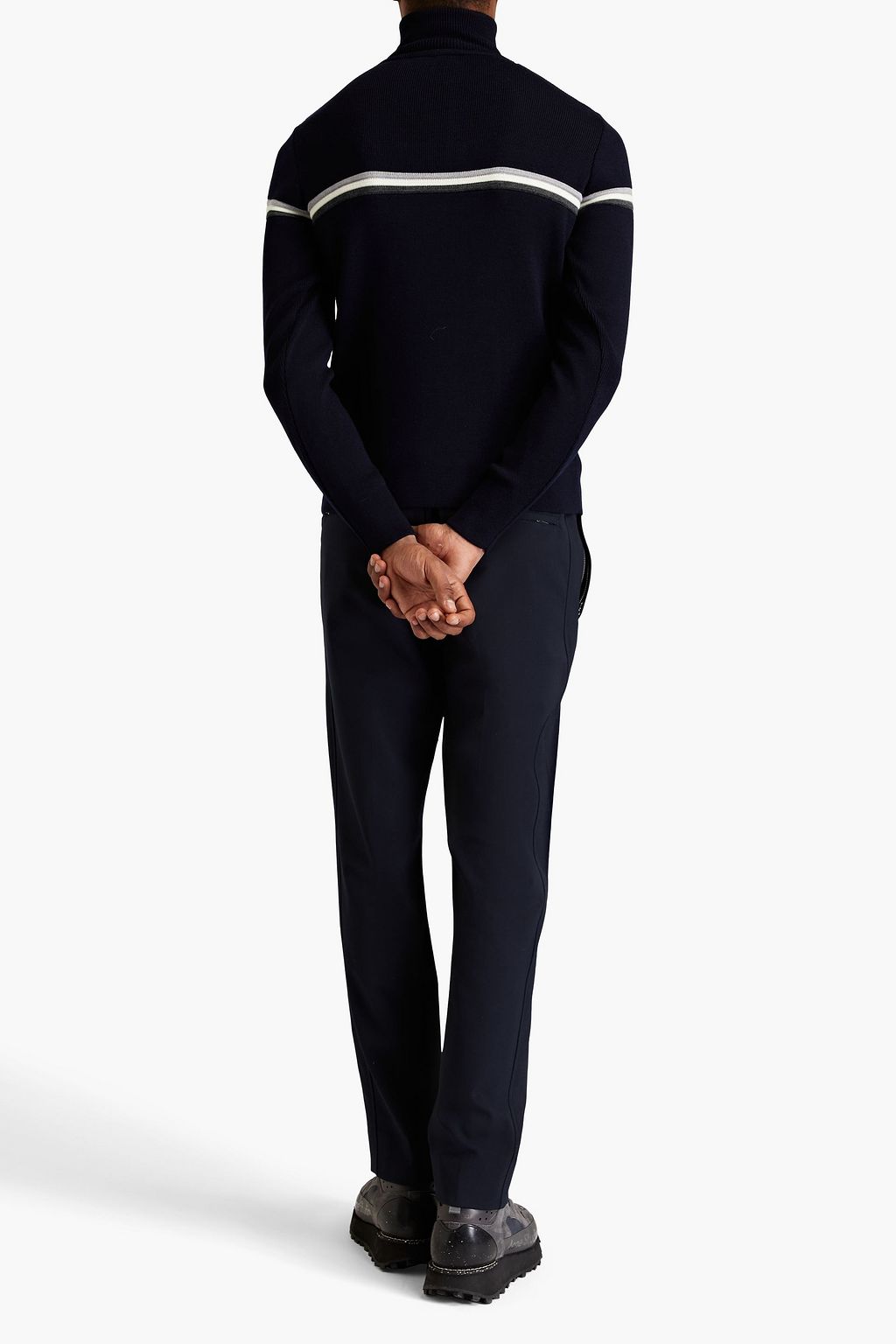 FUSALP Striped merino wool half-zip turtleneck sweater