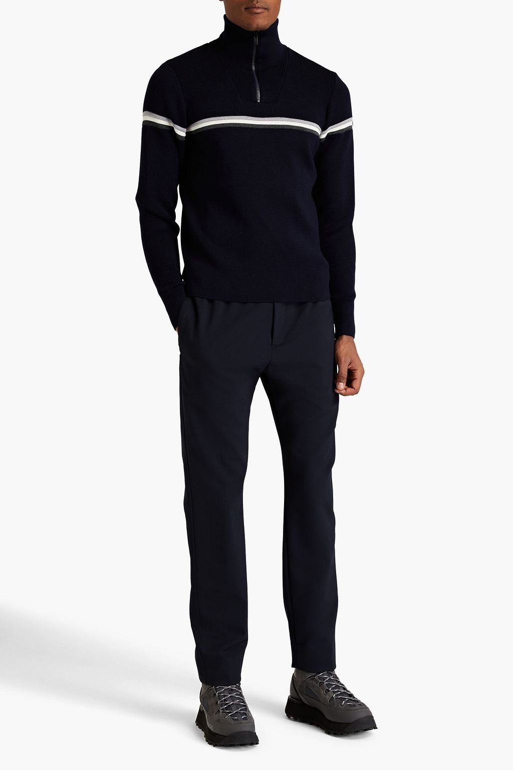 FUSALP Striped merino wool half-zip turtleneck sweater