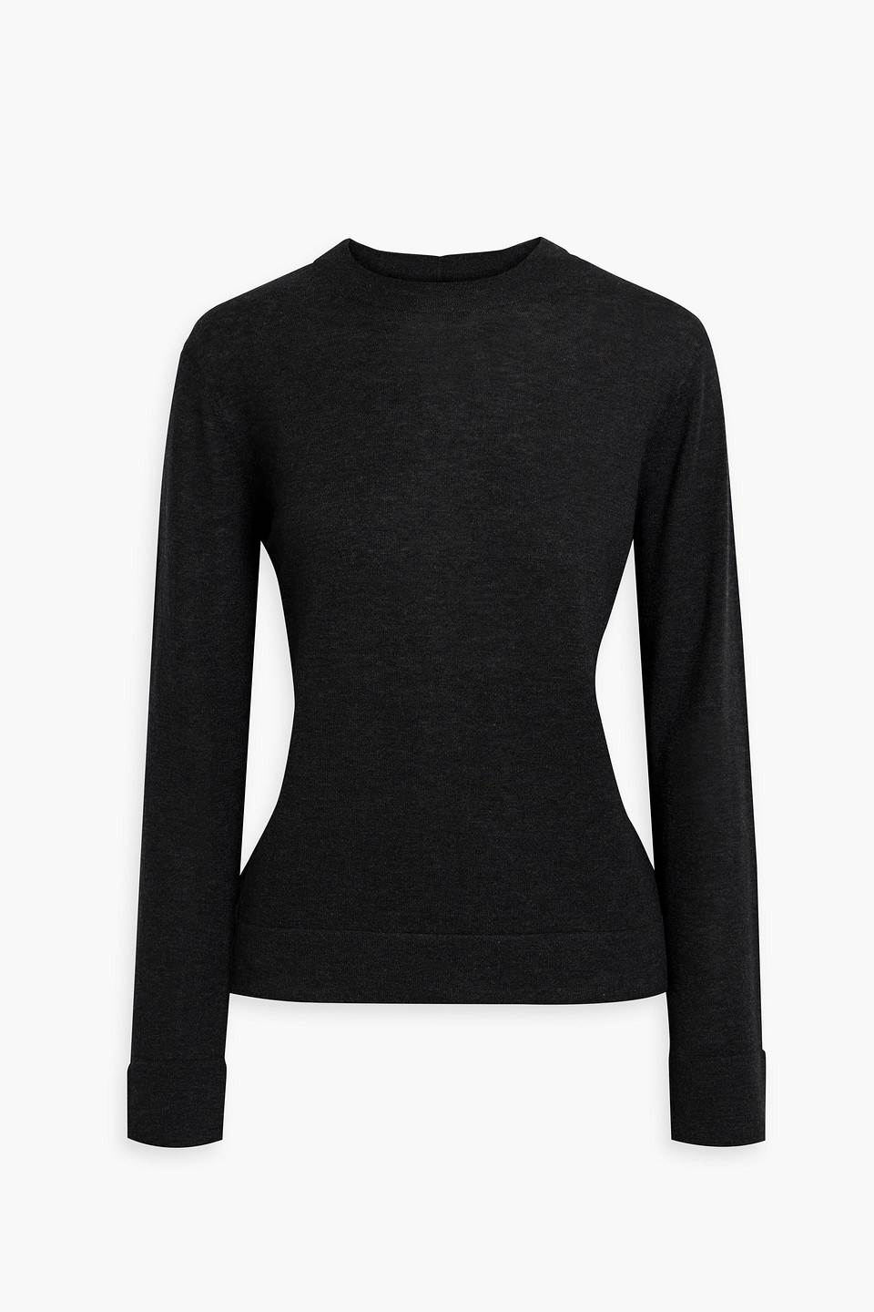 Vince Wool And Silk Double-layer Crop Sweater In Charcoal