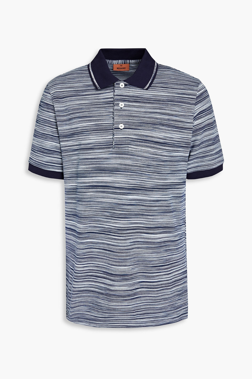 Shop Missoni Space-dyed Cotton Polo Shirt In Navy