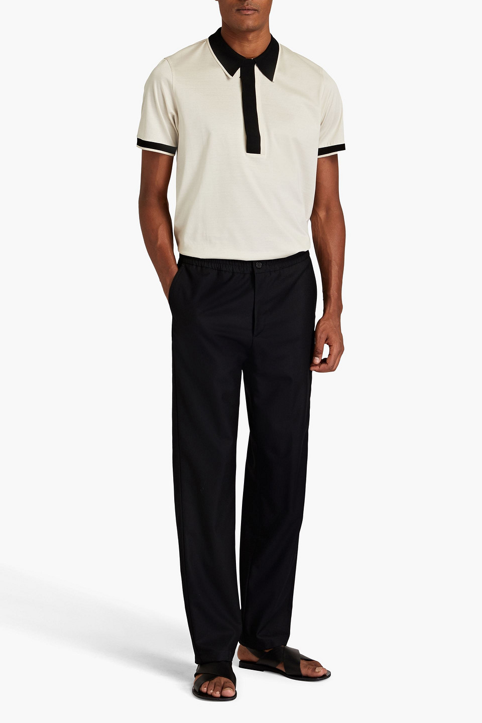 Dunhill Wool-flannel Drawstring Pants In Black