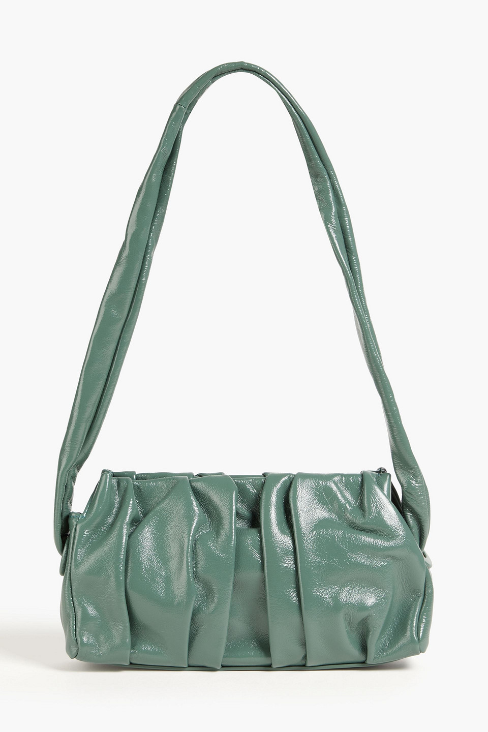 Elleme Vague Pleated Patent-leather Shoulder Bag In Green