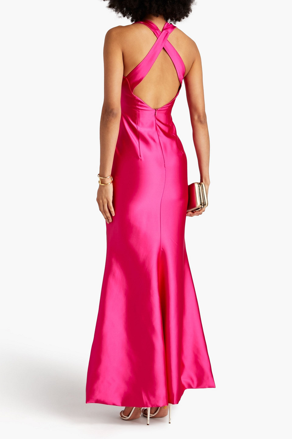  Rasario - Ausgestellte Neckholder-robe Aus Satin - Pink - Fr 38 