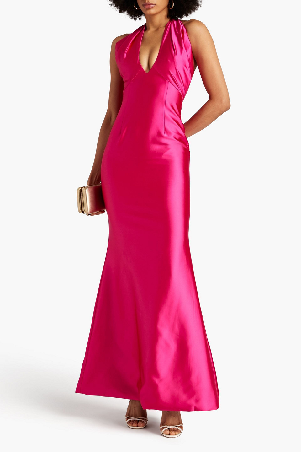  Rasario - Ausgestellte Neckholder-robe Aus Satin - Pink - Fr 38 