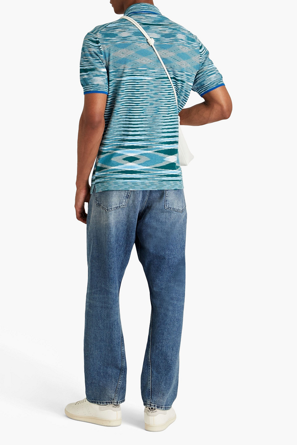 Shop Missoni Space-dyed Cotton Polo Shirt In Teal