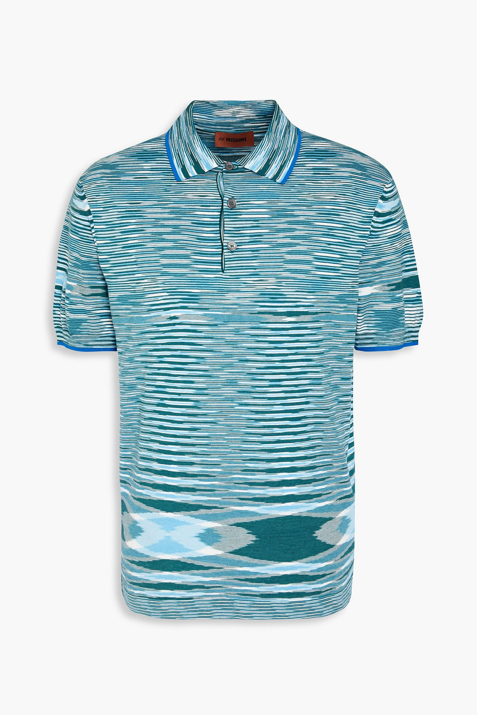 Missoni Space-dyed Cotton Polo Shirt In Teal