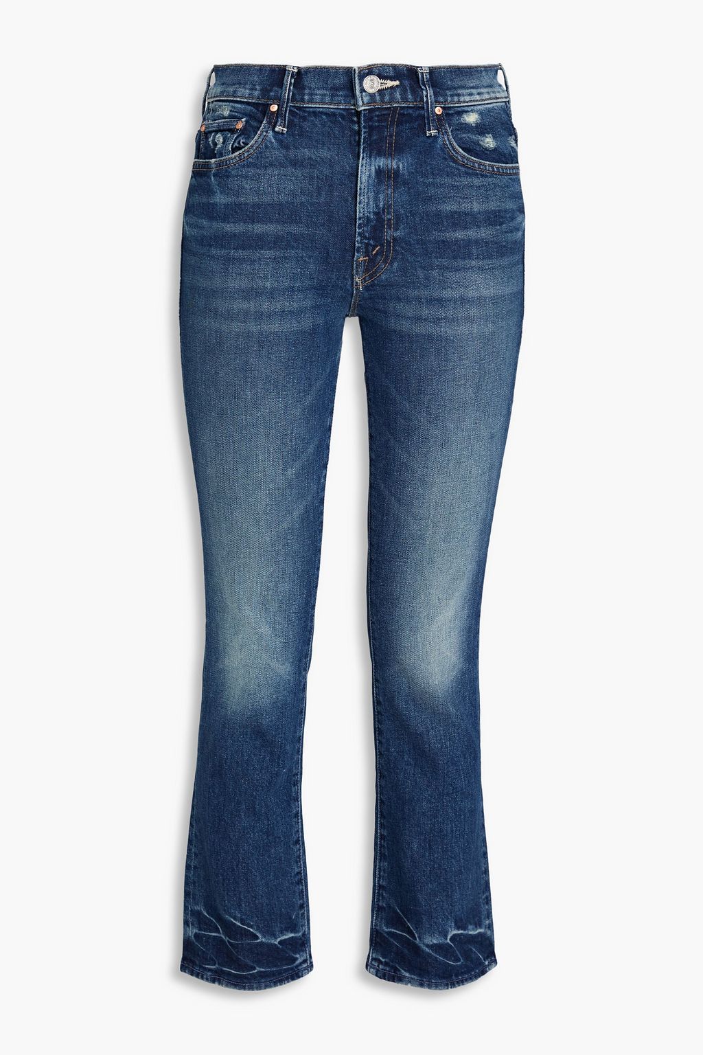 MOTHER Insider distressed mid rise kick flare jeans THE OUTNET