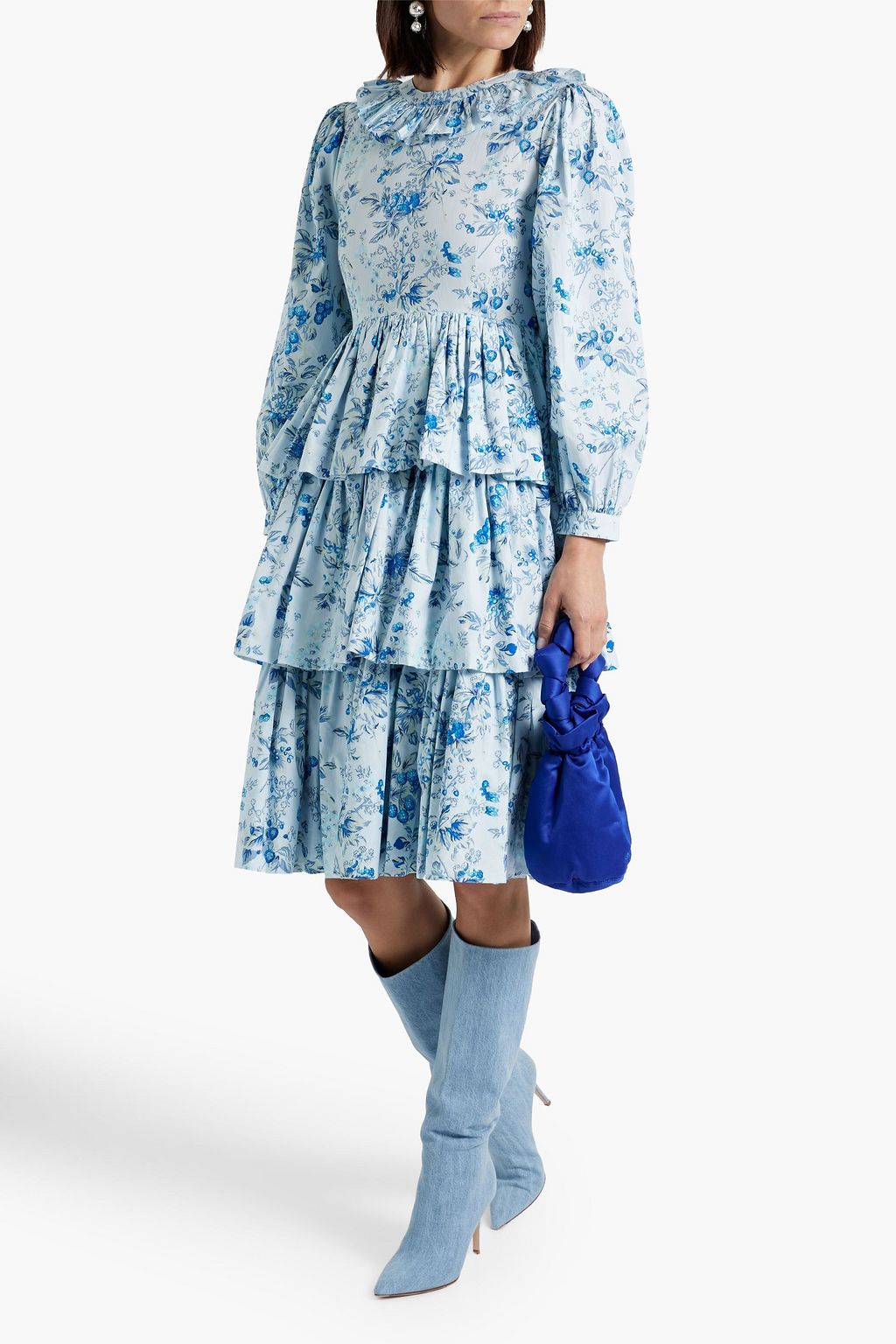 BATSHEVA X LAURA ASHLEY فستان «ويلش» بطبقات متدرجة من قطن بوبلين مزين بطبعة الأزهار