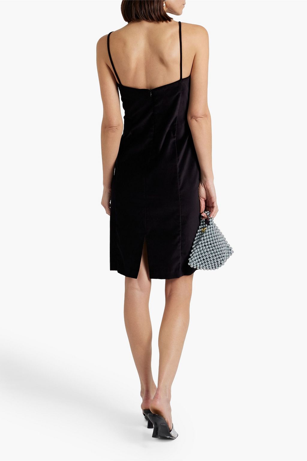BATSHEVA Gaby floral-appliquéd cotton-velvet mini dress