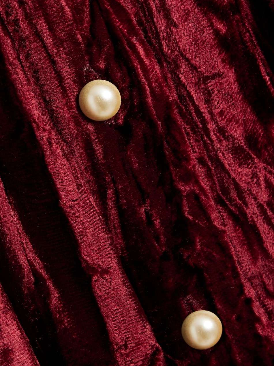 avery belted crushed-velvet midi dress
