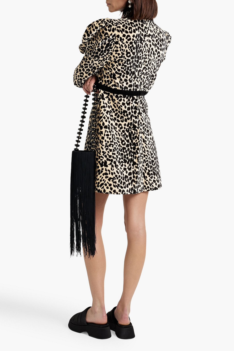 Shop Batsheva Tate Leopard-print Cotton-velvet Mini Dress In Animal Print