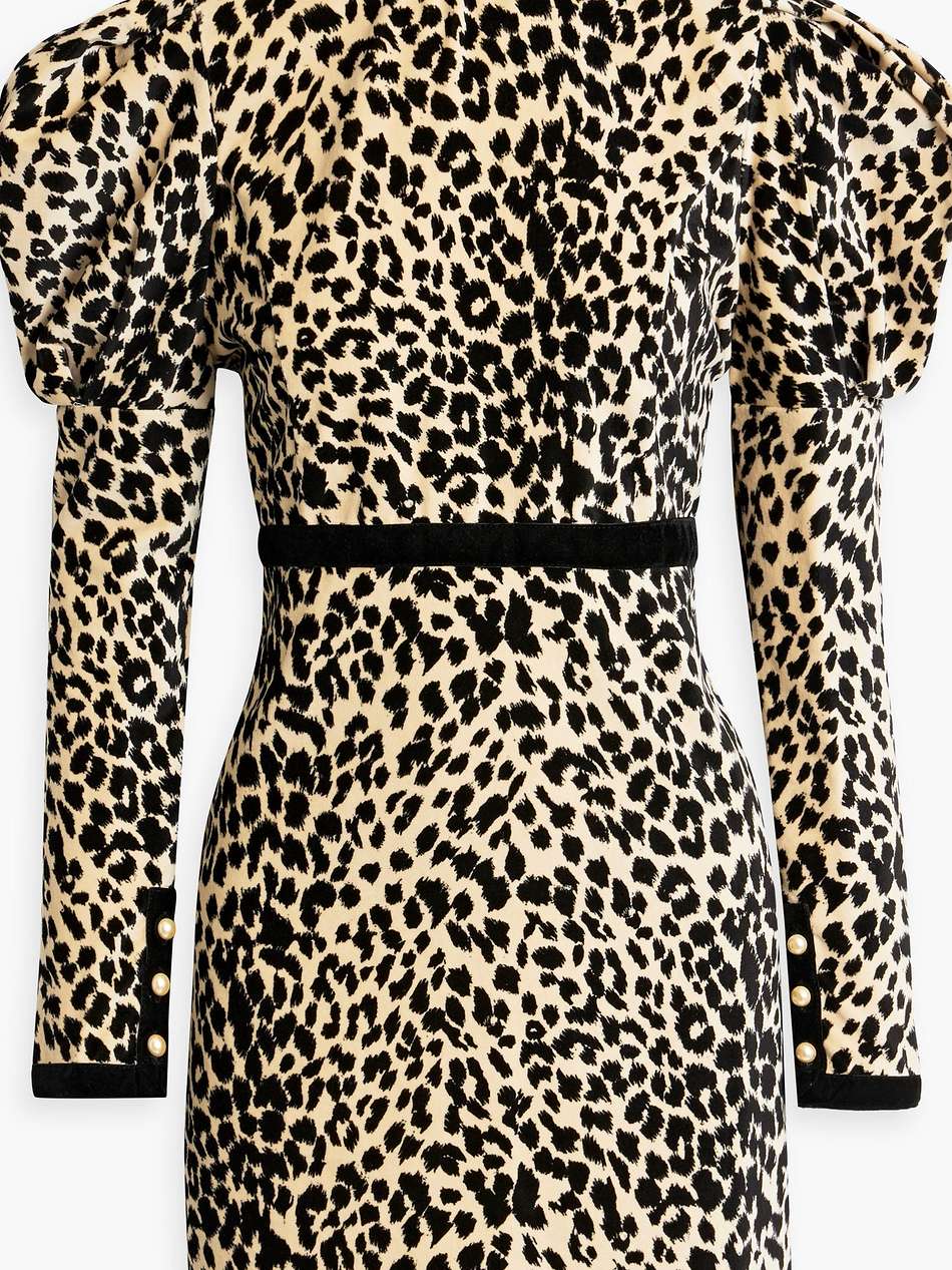 tate leopard-print cotton-velvet mini dress