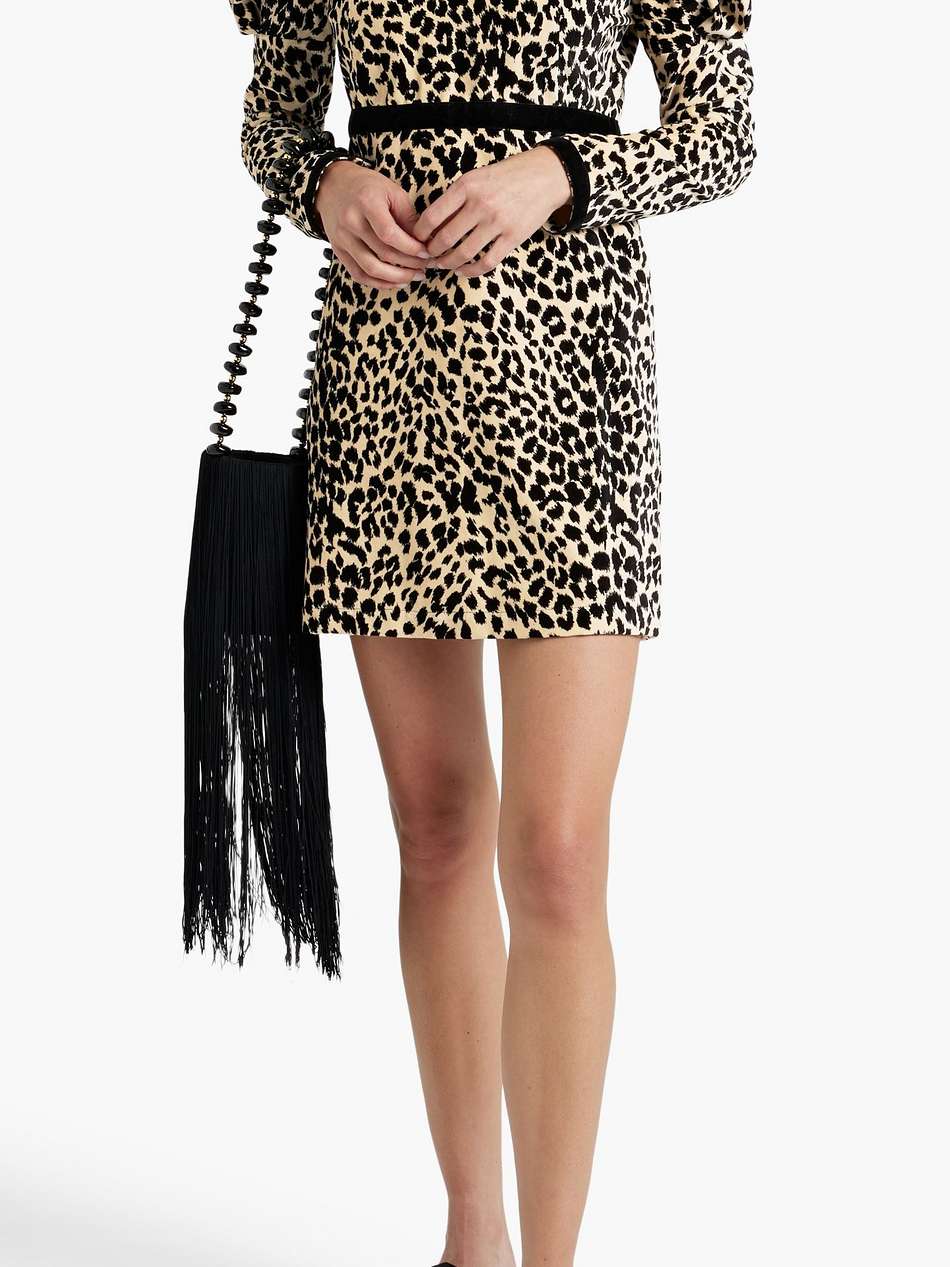 tate leopard-print cotton-velvet mini dress