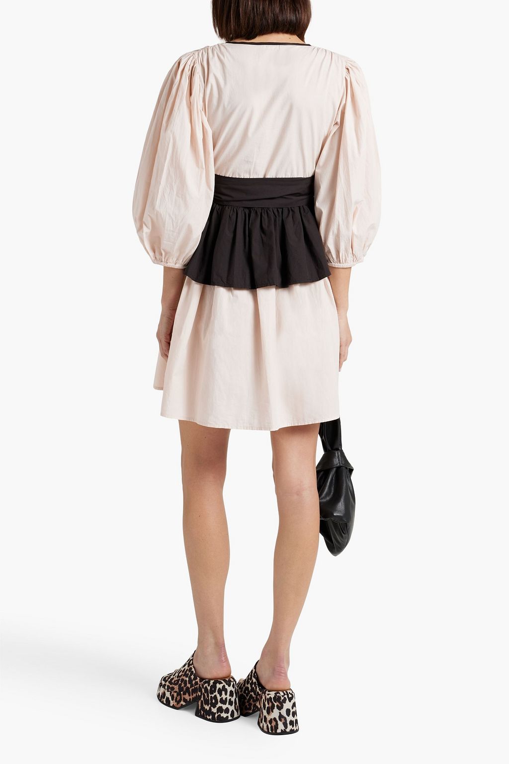 BATSHEVA Devon two-tone cotton-poplin peplum mini dress