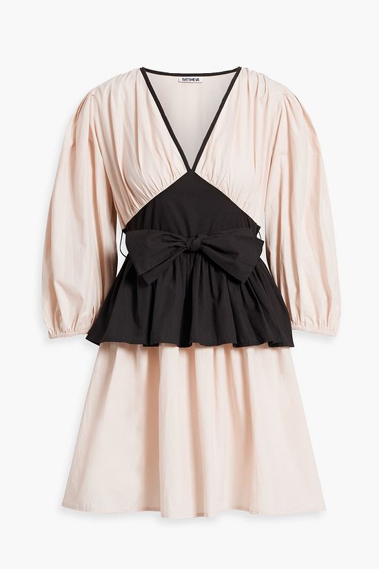 BATSHEVA Devon twotone cottonpoplin peplum mini dress THE