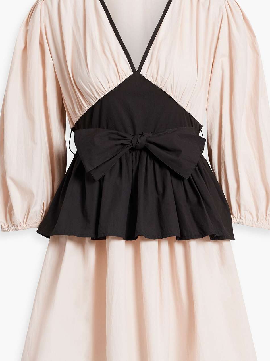 devon two-tone cotton-poplin peplum mini dress