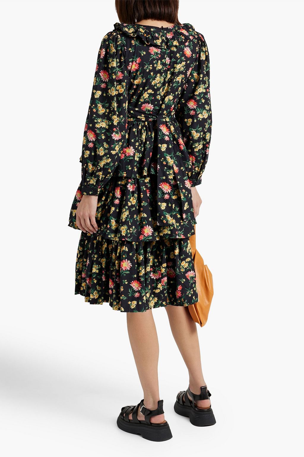 BATSHEVA Welsh tiered floral-print cotton-poplin dress