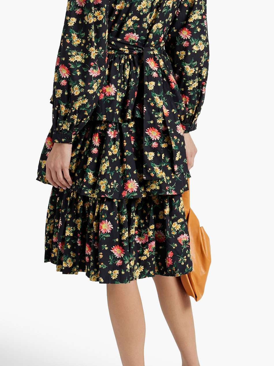 welsh tiered floral-print cotton-poplin dress