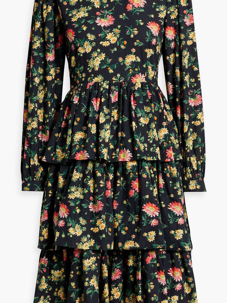 welsh tiered floral-print cotton-poplin dress