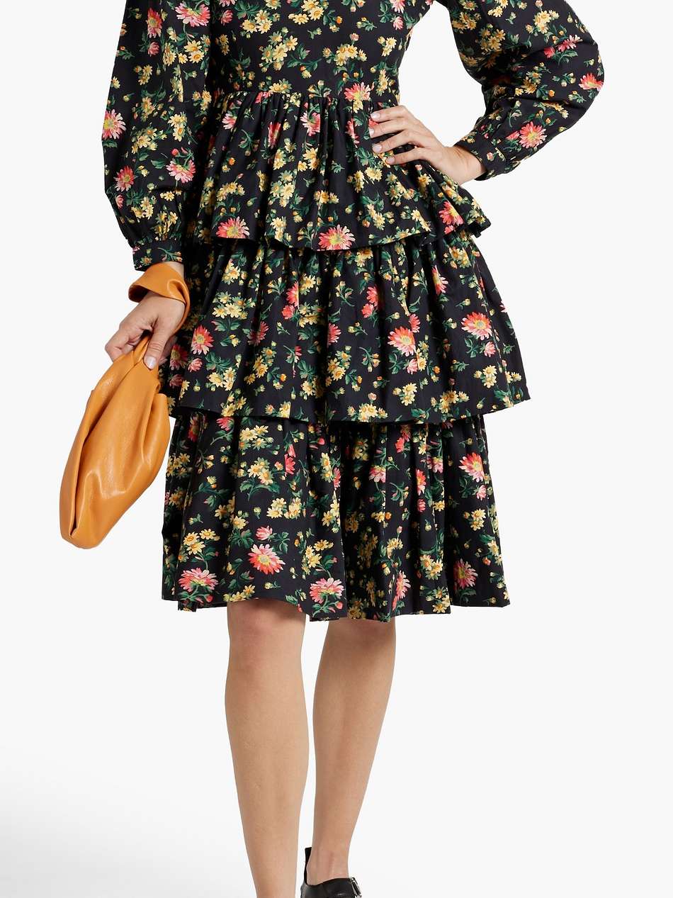 welsh tiered floral-print cotton-poplin dress