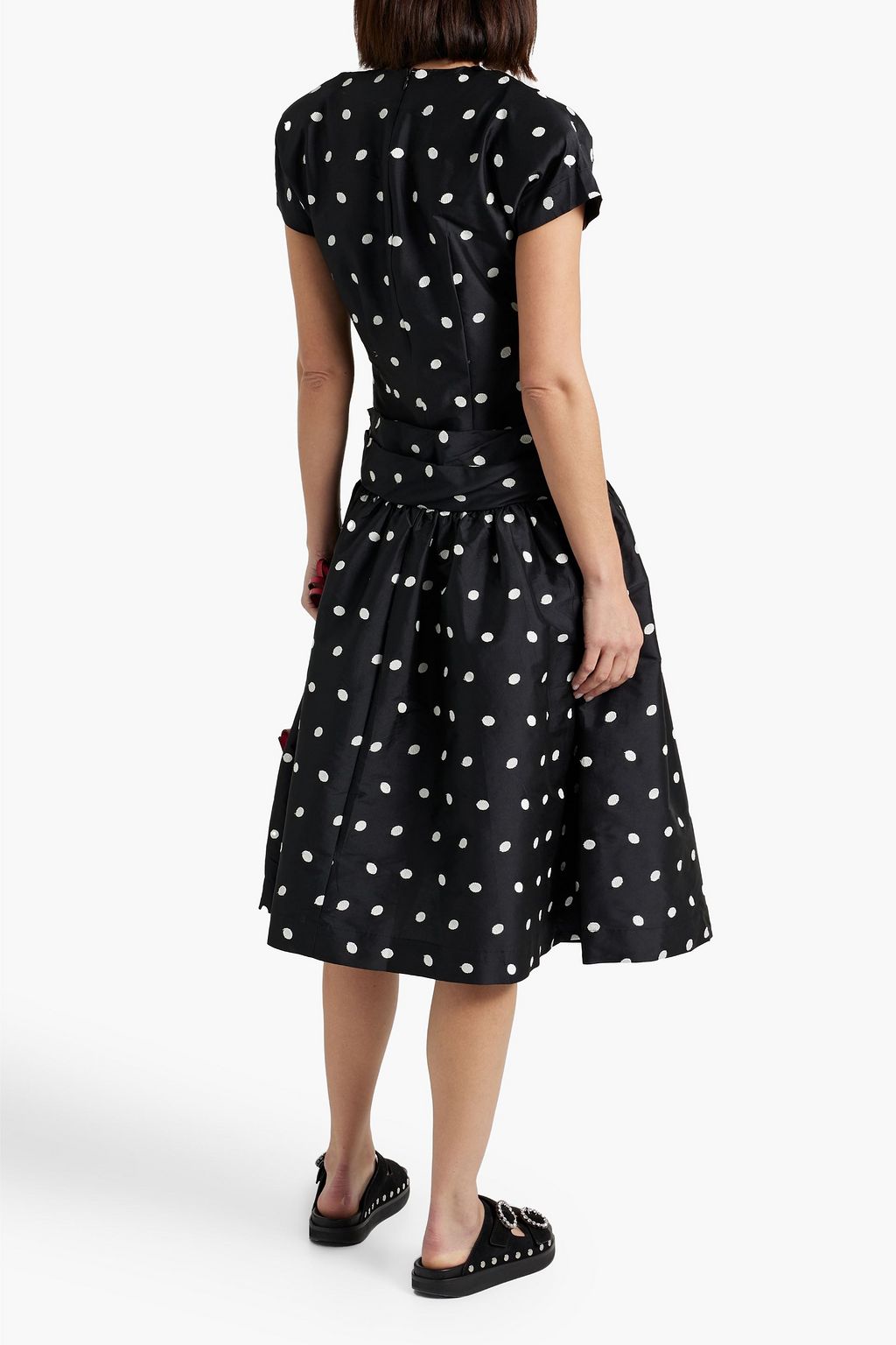 BATSHEVA Buffy bow-embellished polka-dot taffeta midi dress