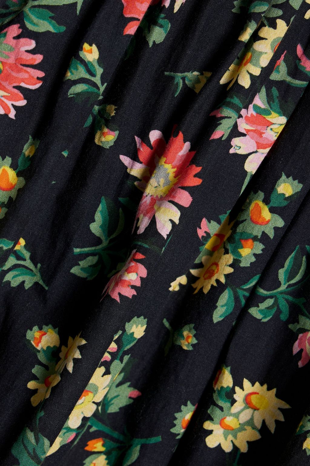 BATSHEVA X LAURA ASHLEY فستان متوسط الطول «ديفون» من قطن بوبلين بحواف بحبكة كروشيه مزين بطبعة الأزهار