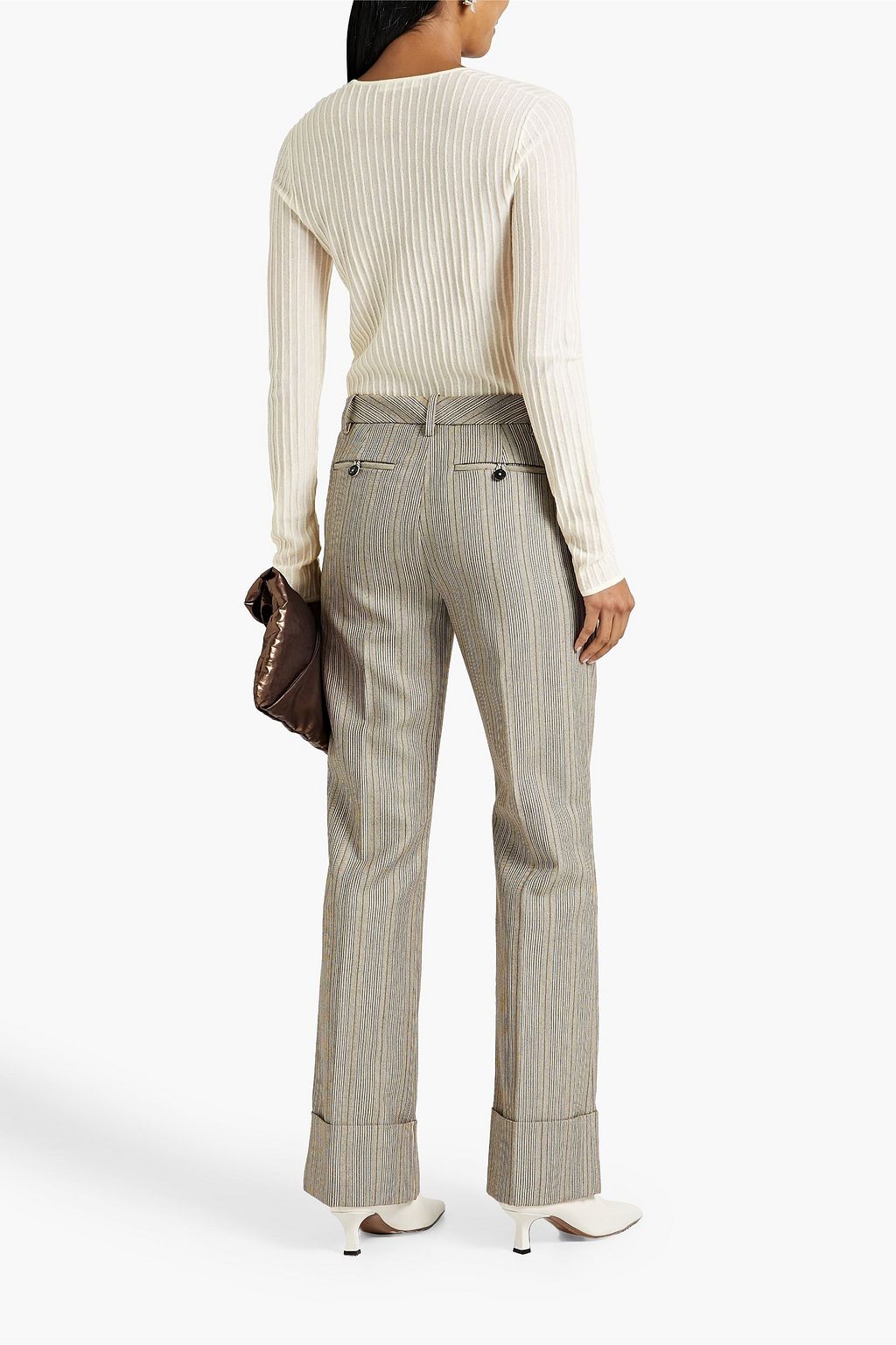 CO Striped wool-tweed bootcut pants