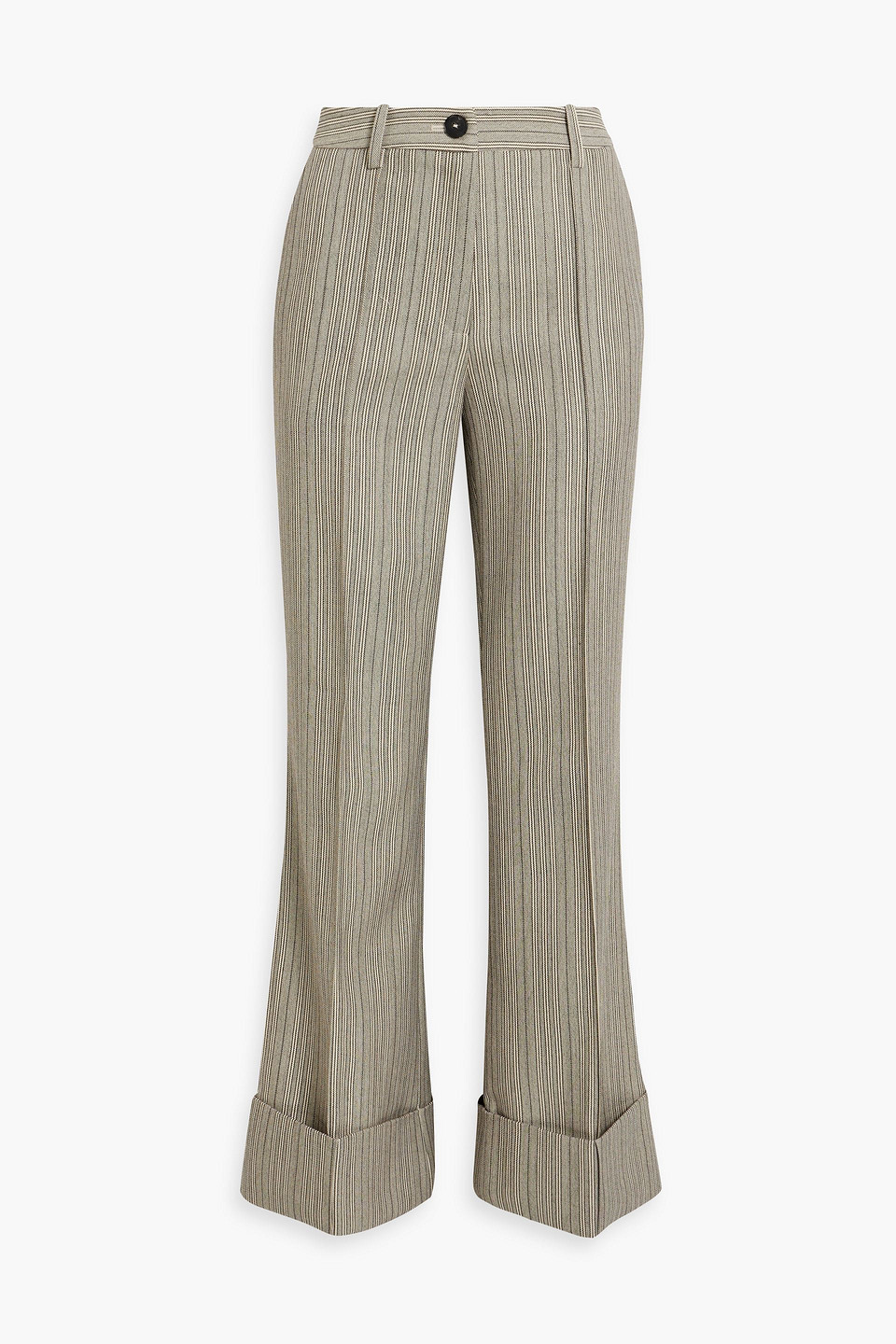 Co Striped Wool-tweed Bootcut Pants In Gray