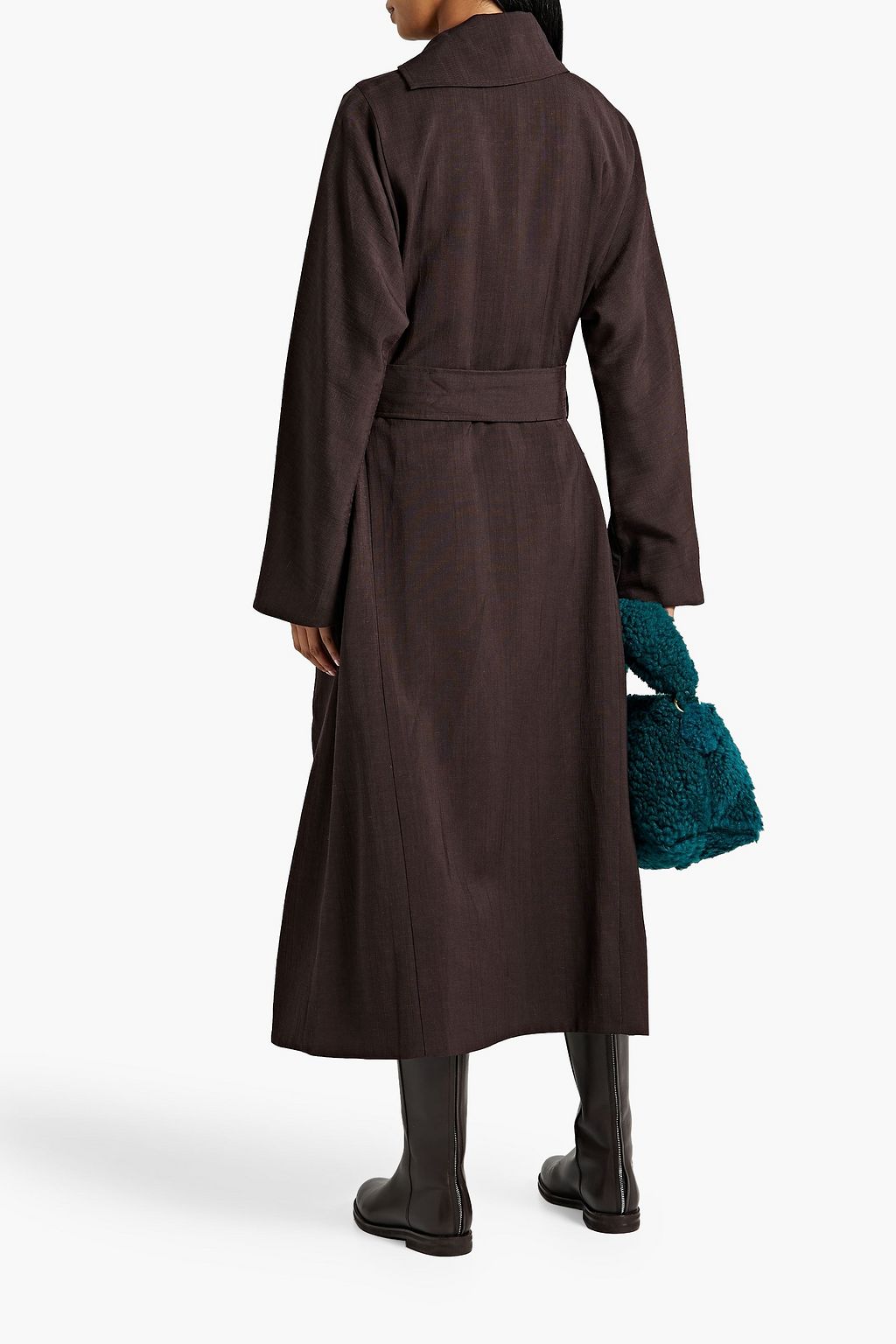 CO Double-breasted slub woven coat