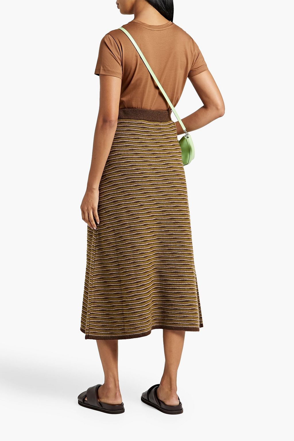 CO Striped jacquard-knit cashmere midi skirt