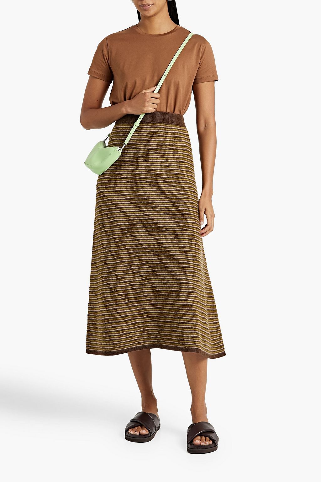 CO Striped jacquard-knit cashmere midi skirt