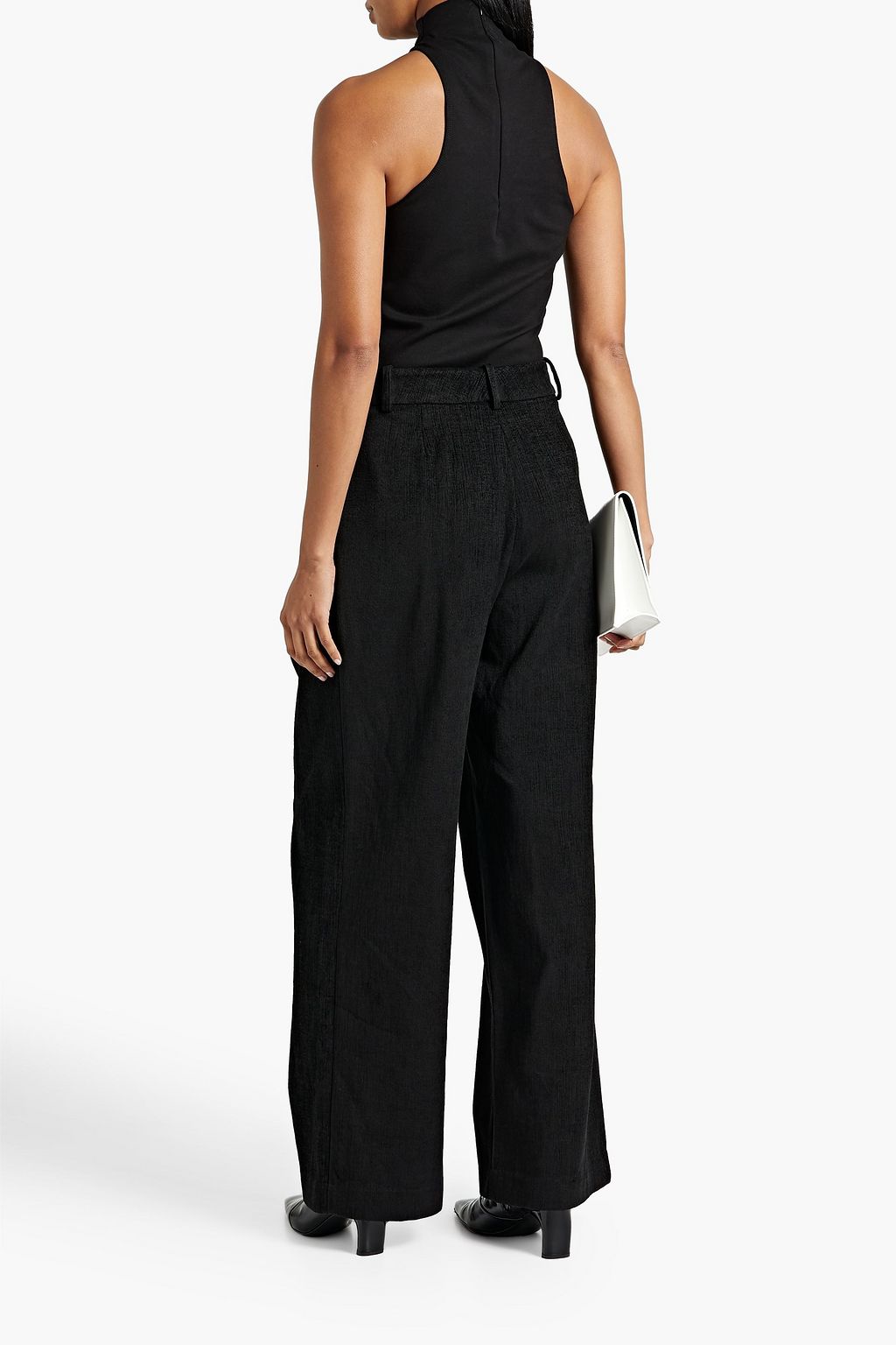 CO Pleated cotton-blend wide-leg pants