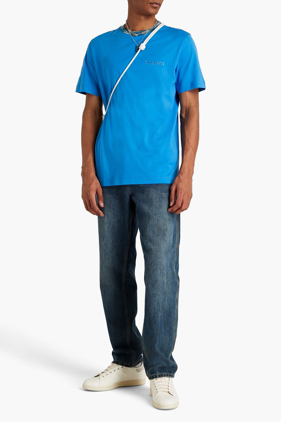 Shop Missoni Cotton-jersey T-shirt In Azure